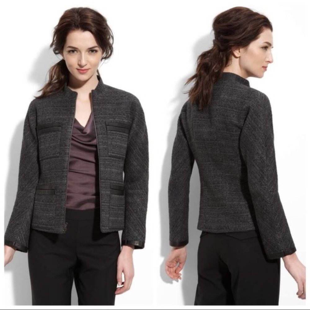 Theory Dorian Faux Leather Trim Jacket Size 4